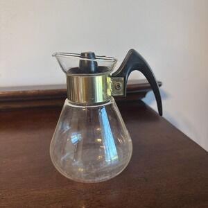 2 Cups Corning Ware Small Heat Proof Glass Coffee Carafe Tea Pot Clear Vintage